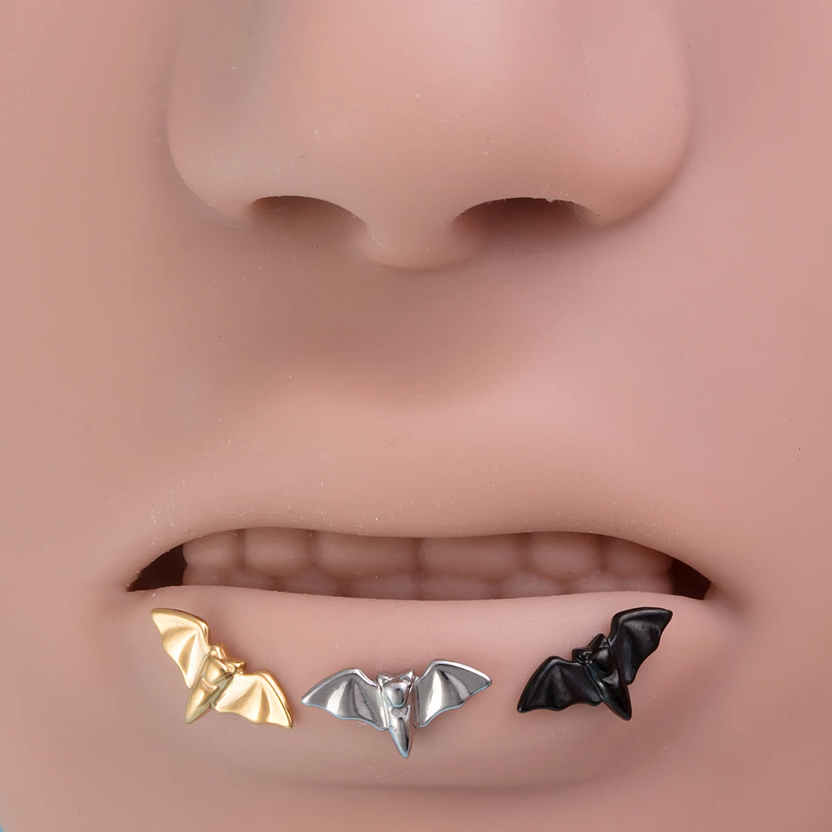 Halloween Bat Labret Monroe Piercing Lip Ring, 16G
