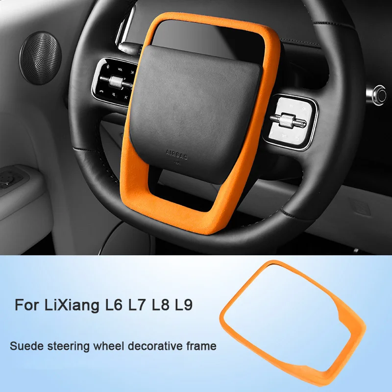 For Leading Li Auto LiXiang L6 L7 L8 L9 2022 2023 2024 Car Steering Wheel Decorative Frame Lid Alcantara Suede Protection Cover