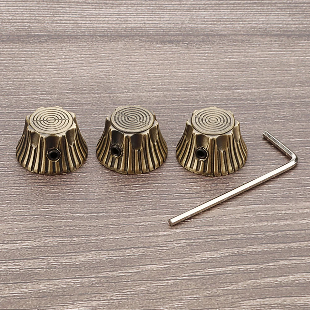 

4 Pcs Guitar Bass Knobs Electric Parts Black Accessories Caps Golden Control Potentiometer