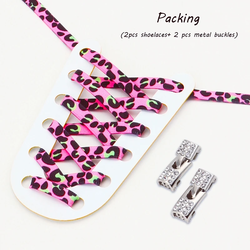 

Diamond Cross Lock Shoelaces Without ties Tiger/Snake/Leopard Print No Tie Shoe Laces New Animal Pattern Elastic Laces Sneakers