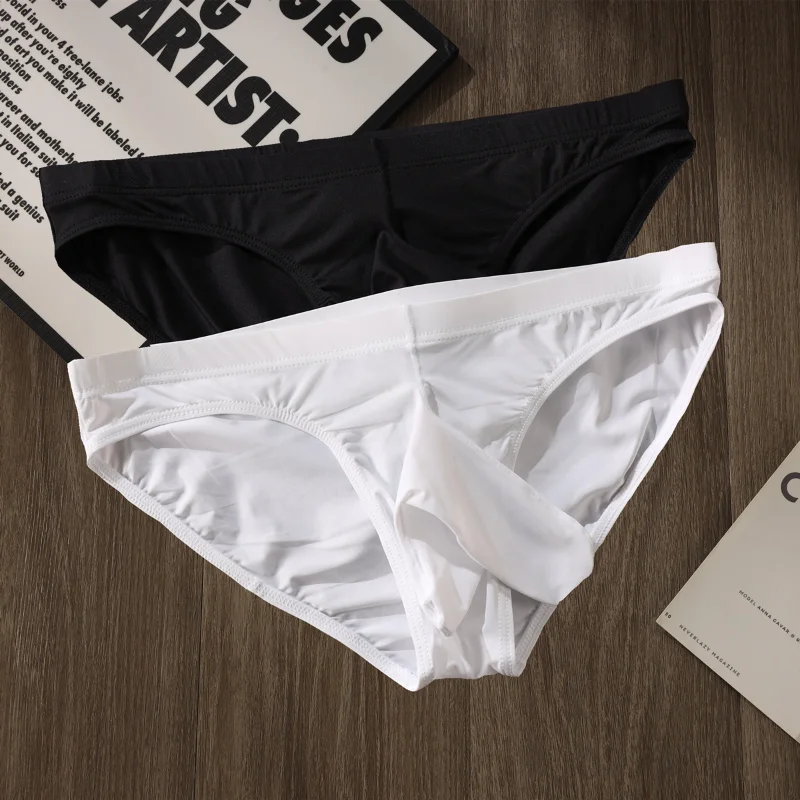 Men's Briefs Sexy Elephant Nose Pouch Panties Thin Breathable Low Waist Sexy Ultra-Thin Underwear High Elastic Bikini Slip Homme