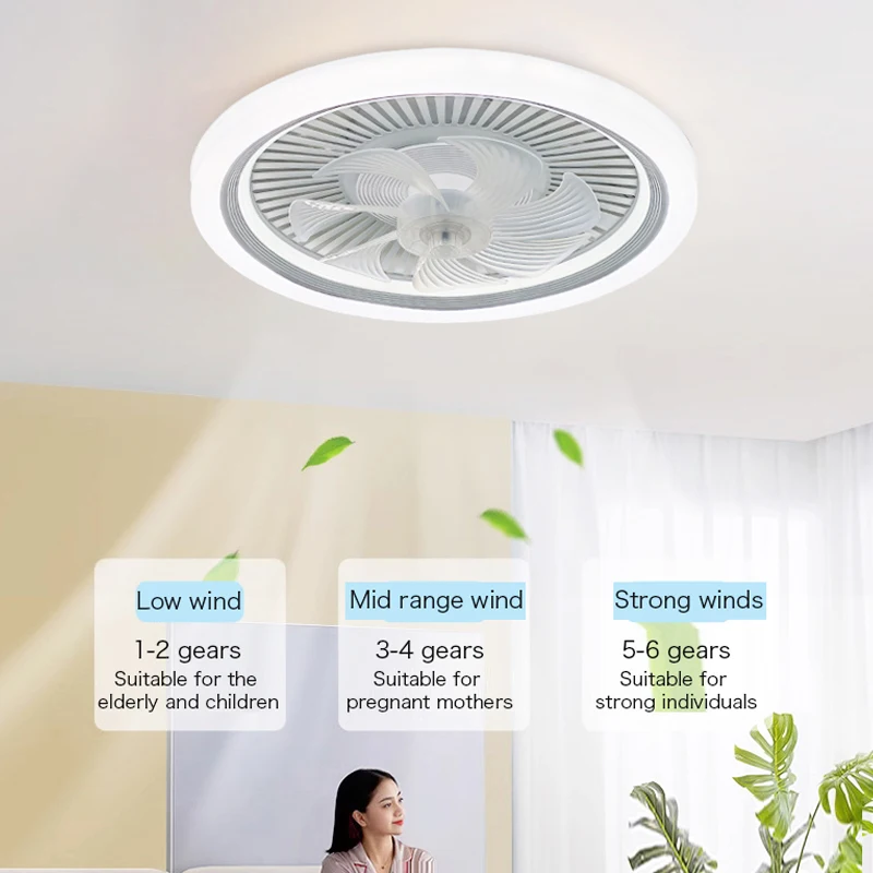 New Nordic Style Ceiling Fan Light, Living Room, Dining Room, Bedroom Circular LED Energy-Saving Ceiling Light With Fan