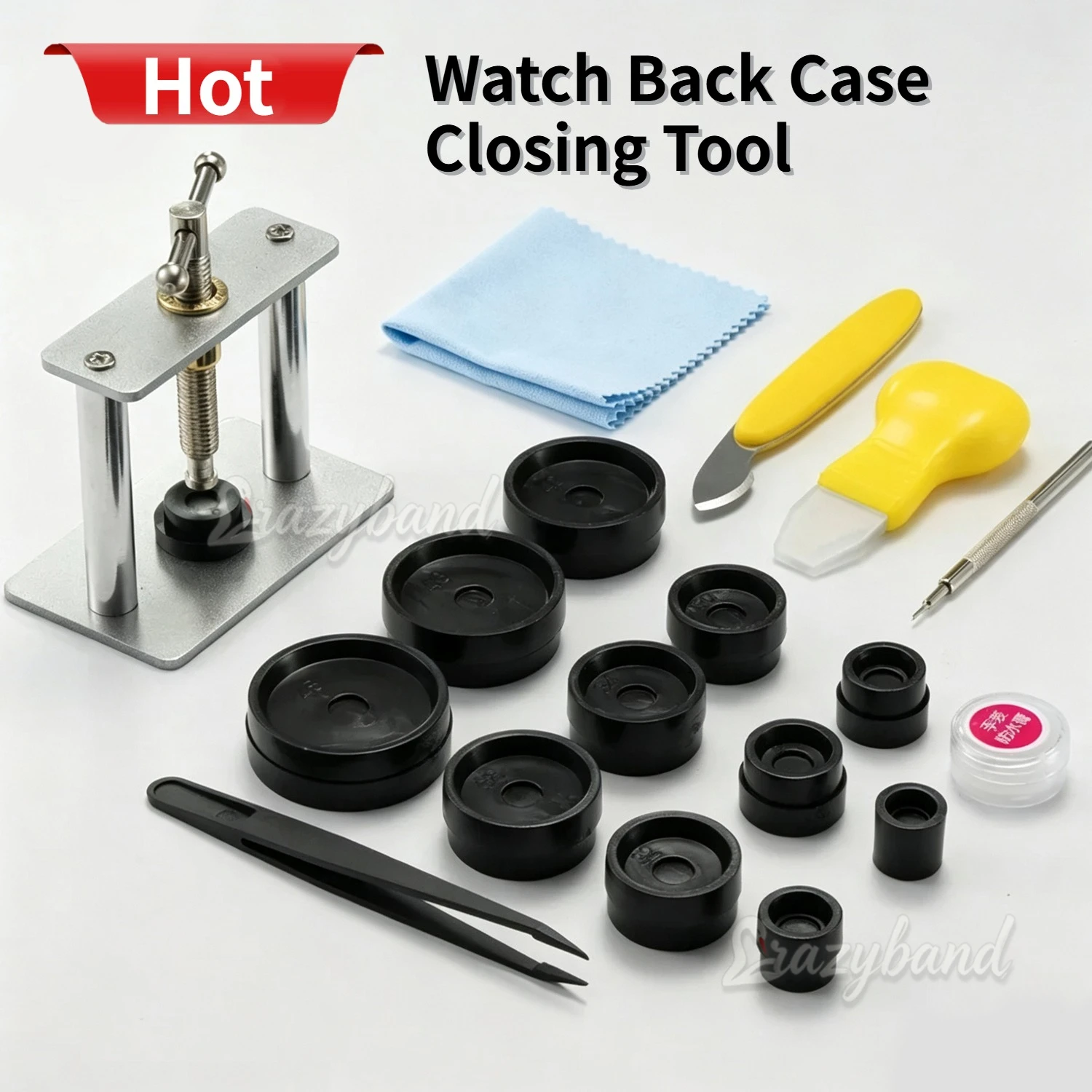 21PCS Professional Watch Press Set Watch Back for CASE Closing Repair Tools Fitting Dies Watch Repairing Tool Kit for Watchmaker