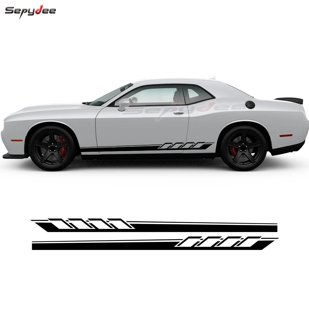 2Pcs Car Stickers for Dodge Challenger SRT SXT Racing Sport Auto Body Decor Door Side Stripes Skirt Vinyl Decals Car Accessories