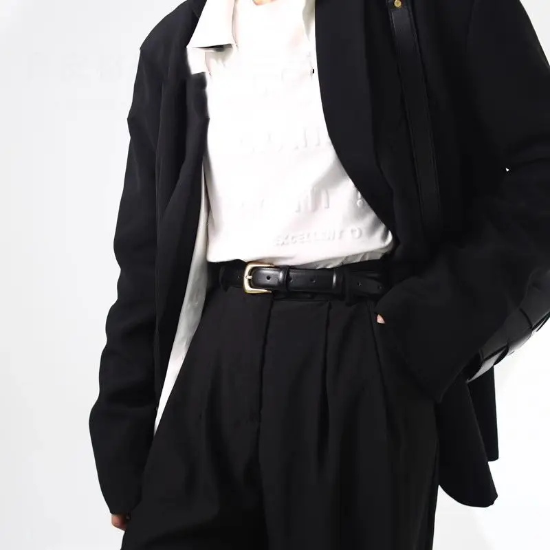 قطعة واحدة من حزام جلد البولي يوريثان الأنيق أحادي اللون - إبزيم دبوس ذهبي، بسيط، كاجوال، متعدد الاستخدامات، حزام خصر قابل للتعديل للسراويل