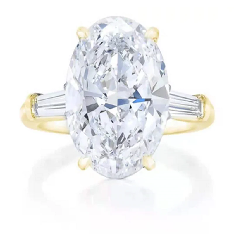 Copper Set Zircon Oval Four Prong Diamond Pigeon Egg Ring Wedding Bride Wedding Engagement Ring Exquisite Luxury Jewelry image 3