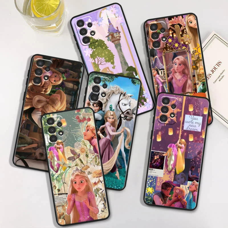 Disney Beautiful Tangled Black Silicone Phone Case For Samsung A31 32 34 35 42 50 51 52 53 54 55 60 70 71 72 73 80 81 90 91 Capa