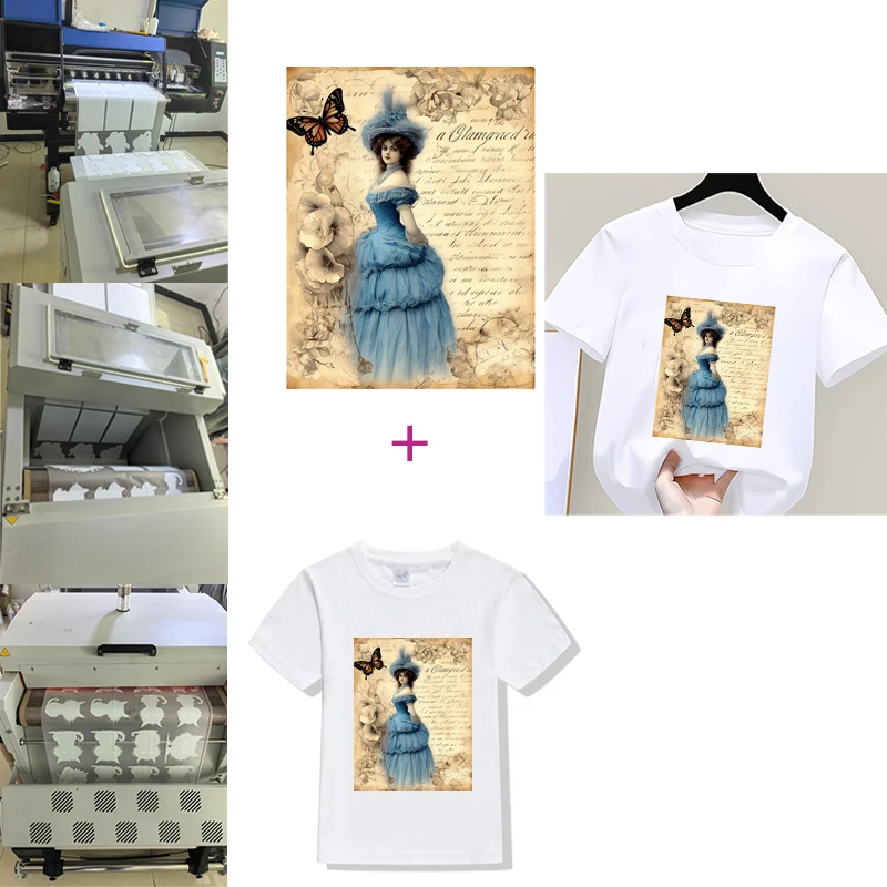 Victoria Vintage girl Mother's Iron On Patches Iron on transfer for clothing dtf transfers ready to press Heat Transfer Printing