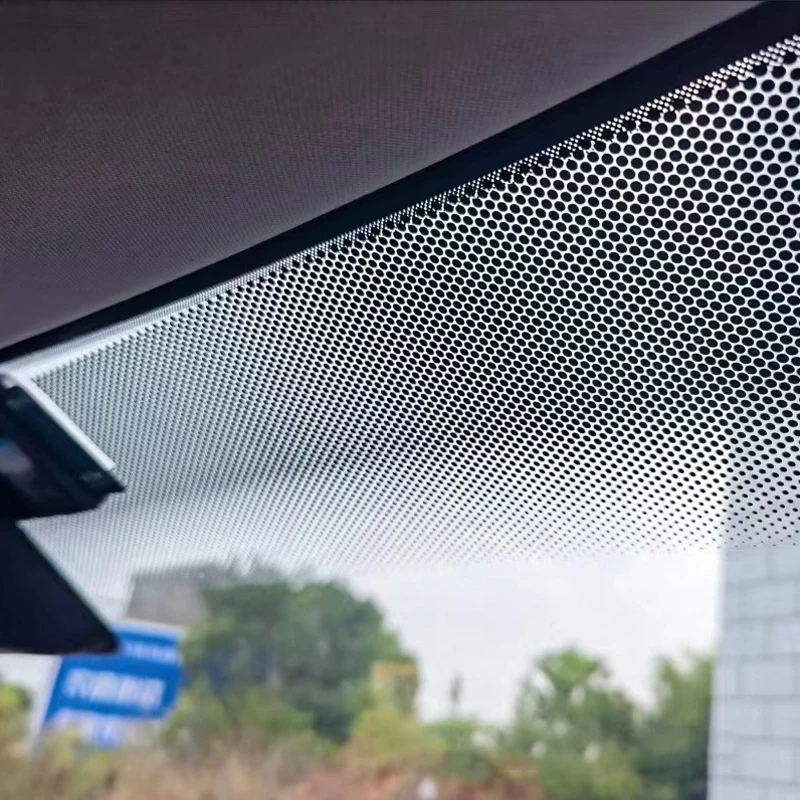 1 Stück Auto-Sonnenschutz Frontscheiben-Aufkleber Schwarzes Netz Perforierte Vinyl-Fensterfolie Sonnenschutz-Aufkleber Auto-Dekorationsaufkleber – Detail 1