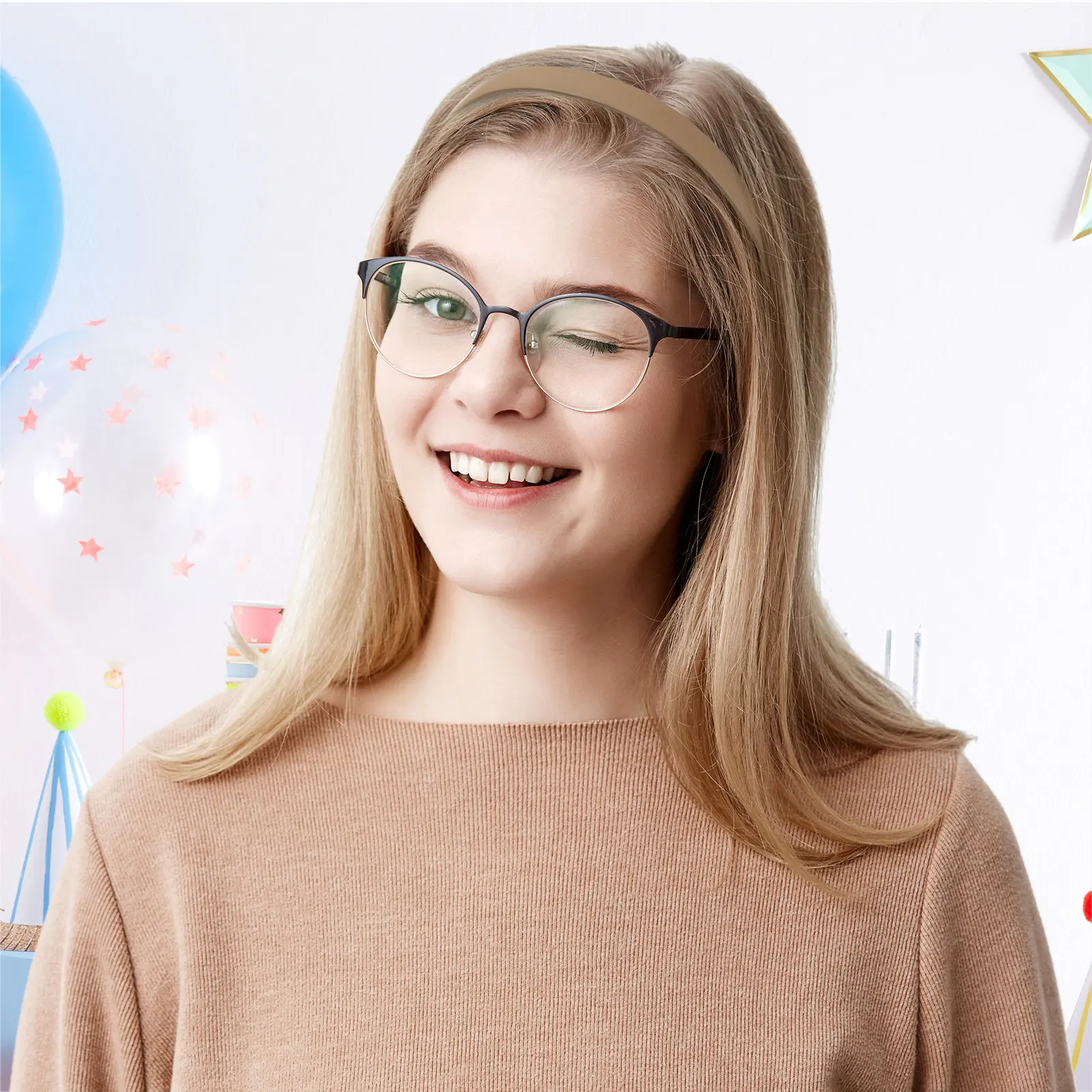 

6Pcs Non-Slip Glasses Headbands Elastic Hairbands for Women Girls Thin Plastic Headband for Glasses Wearers Daily Sports Use