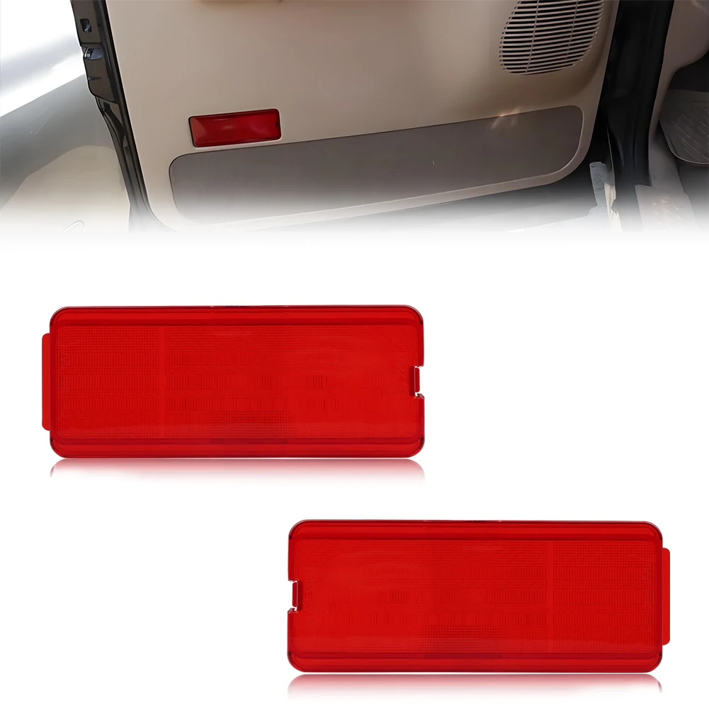 

Red Front & Rear Reflector Light Door Panel Light Interior Warning Light Cover For 1999-2007 Ford F250 F350 F450 F550 Excursio