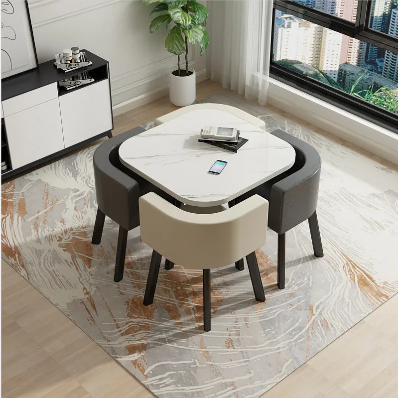 

Simple office, table and chair combination creative guest milk tea shop leisure reception small round table dining table
