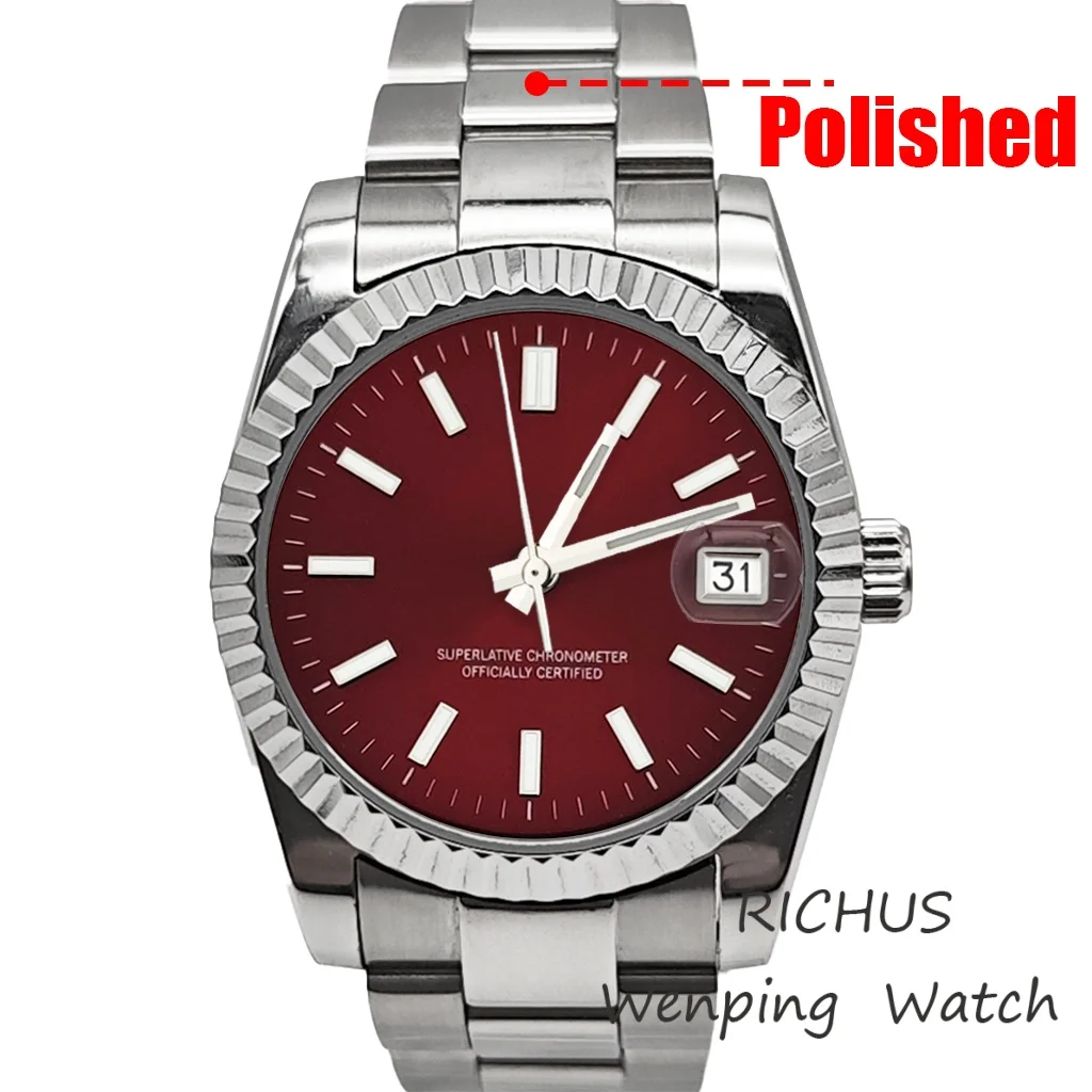 New Fashionable NH35 39mm Silver Case Bezel Sapphire Glass Stainless Steel Strap Suitable For NH35 Movement Mechanical Watch