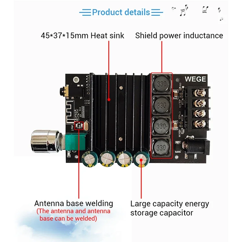 2*100 واط TDA7498E مضخم الطاقة الصوتي بلوتوث متوافق 5.0 ستيريو HiFi الفئة D المسرح المنزلي الرقمي AUX الموسيقى أمبير