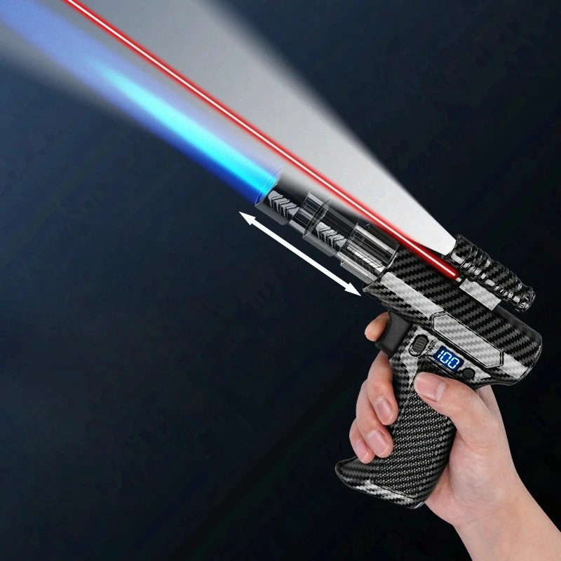 Metal High-temperature High Firepower Laser Lighting Welding Gun Lighter, Windproof Inflatable Cigar Camping Outdoor Lighter