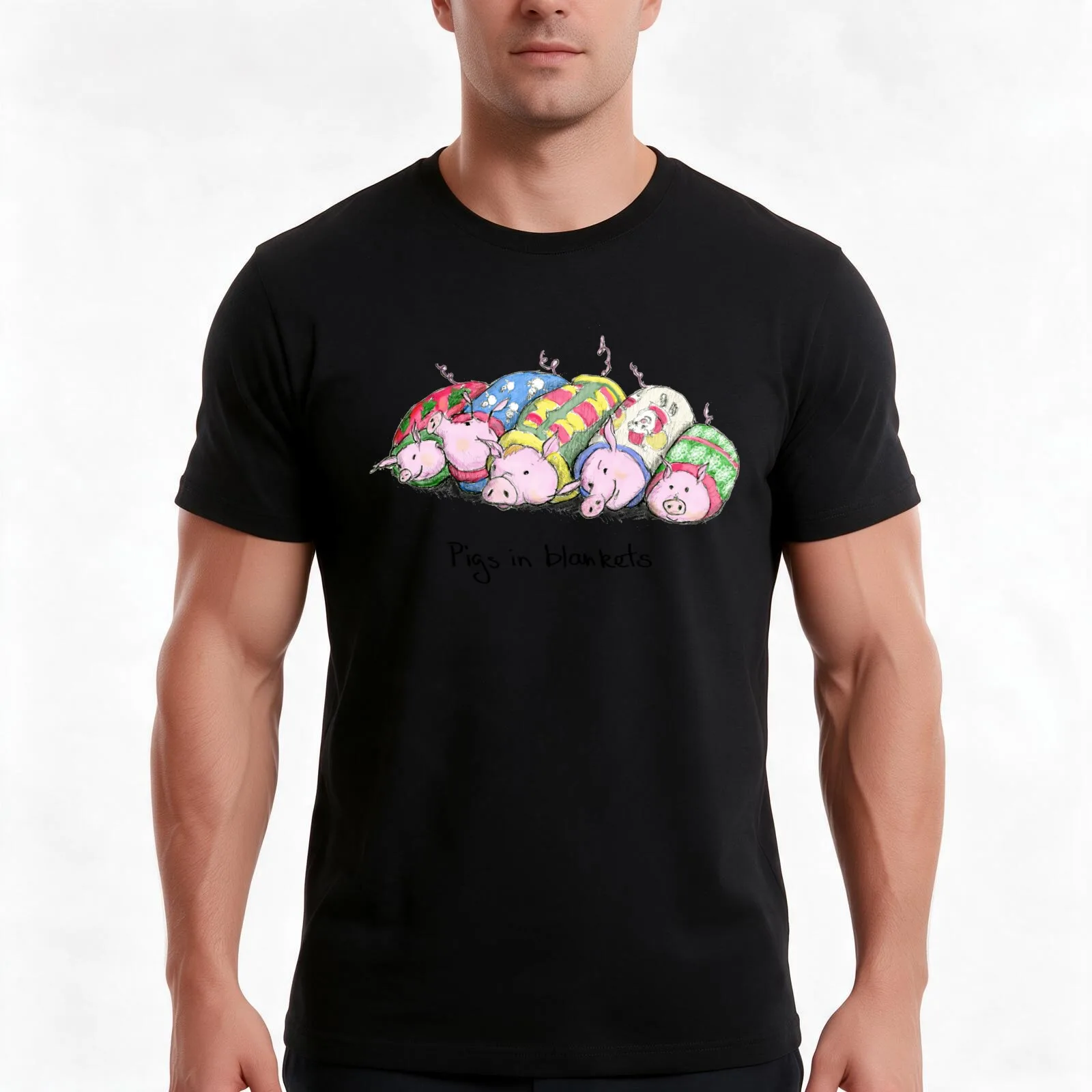 Pigs in Blankets T-Shirt Summer Casual Cotton Tee Oversized Streetwear Tops Vintage Graphic Print Loose Fit Short Sleeve