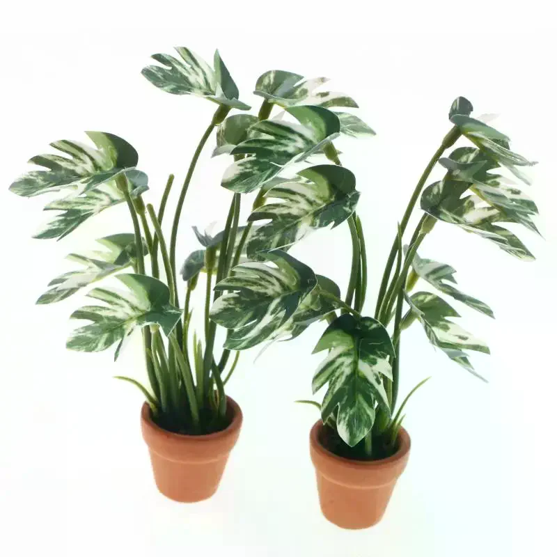1/12 Dollhouse Simulation Monstera Green Plant Potted Dollhouse Home Decoration Micro Landscape Garden Bonsai Model