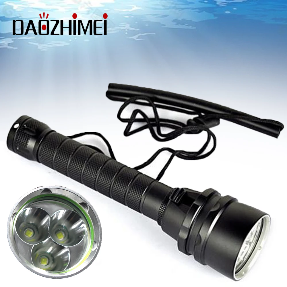 

Powerful L2 LED Diving Flashlight IP68 Highest Waterproof Rating Professional Diving Light 1 mode 18650 Tactical Dive Lamp