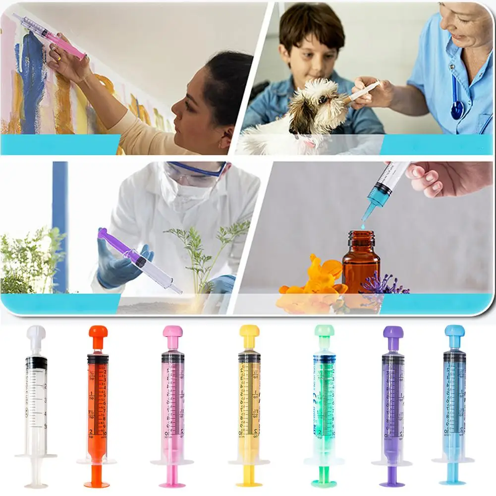 1pcs 10ml Color Pet Animals Feeding Syringe Feeder With Disposable Syringe Plastic ﻿ Measuring Stopper Scale Rubber Pump Ca O2a6