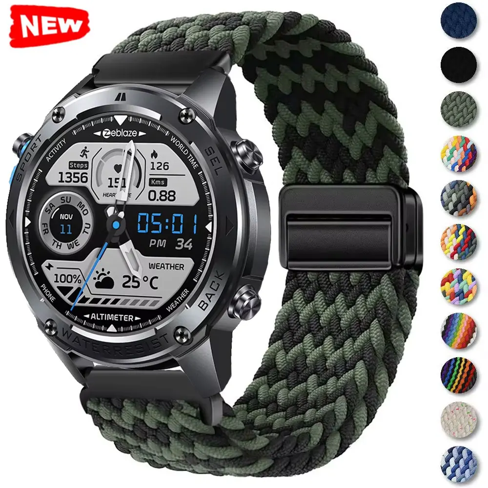 Nylonarmband für CMF Watch Pro 2 3 Zeblaze Beyond 3 Pro/Vibe 8 7 7pro/Stratos 4 GPS/Stratos 2 Ultra Magnetic Correa 22mm Armband