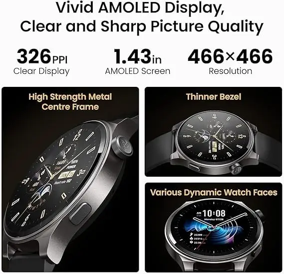 S5 Smart Watch (Answer/Make Calls), 1.43’’ Smartwatch for Men Women Sport Modes Fitness Watch with Blood Oxygen/Sleep Monitor