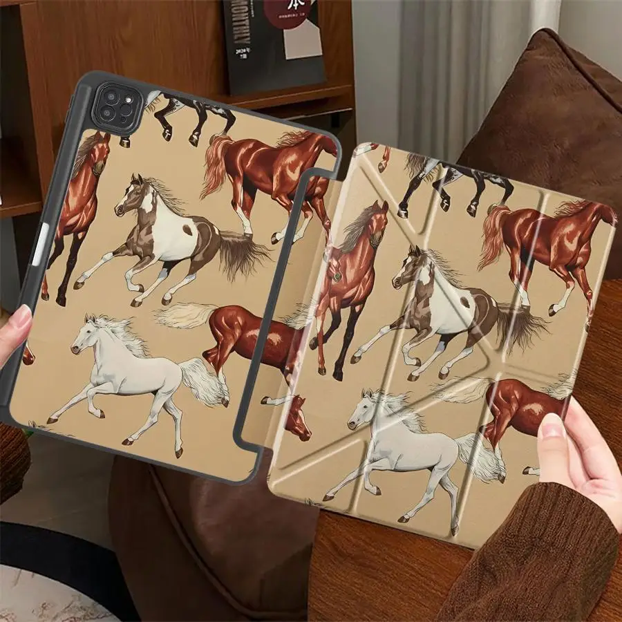 Tablet Case For iPad Pro 11th 10th 9th 8th 7th 12.9inch Air 4 5 M3 M2 M4 11inch Pro 2025 Mini 6 7 Holder Cover Running Horse