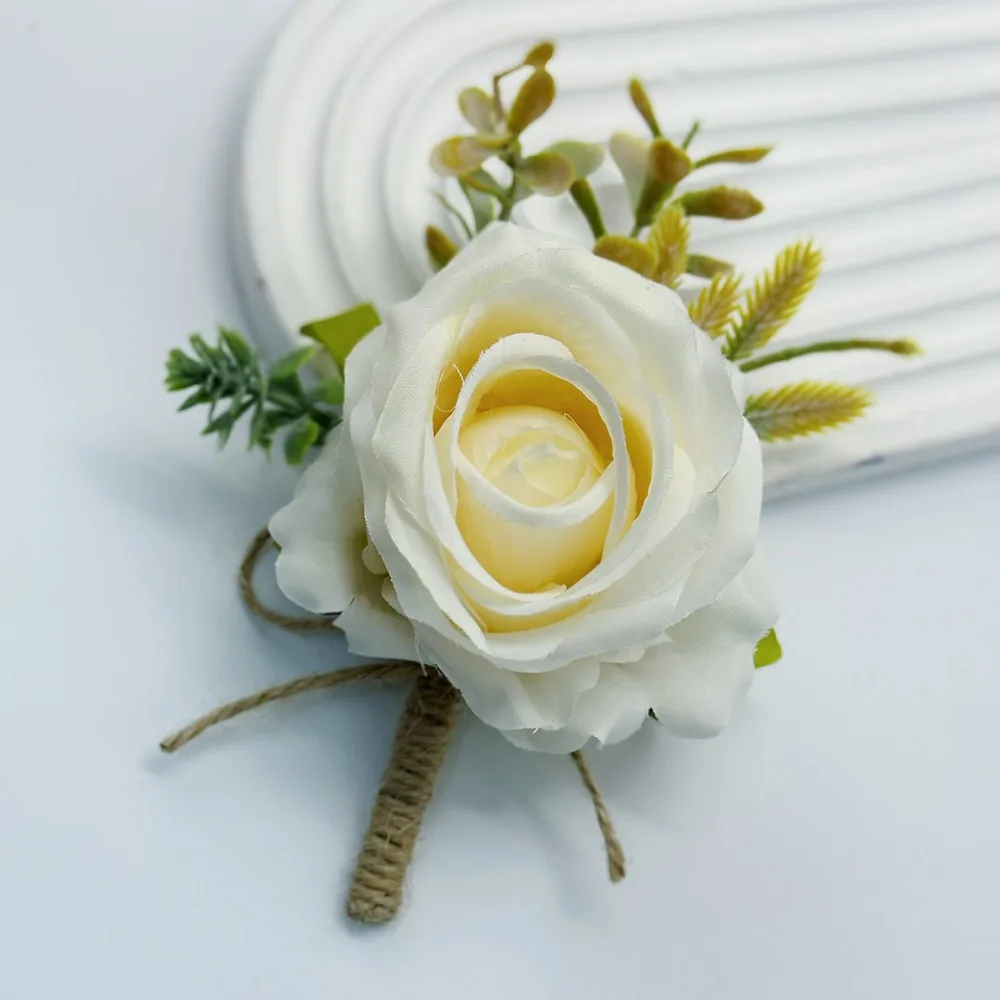 Champagne Wedding Boutonniere Boutonnière Mariage Homme Bridesmaid Wedding Party Decoration Supplies