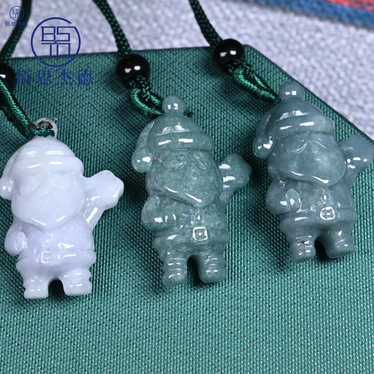 

Myanmar Jadeite Santa Claus Pendant Fashion Carved Amulet Natural Jewelry Vintage Necklace Talismans Real Jade Gifts for Women