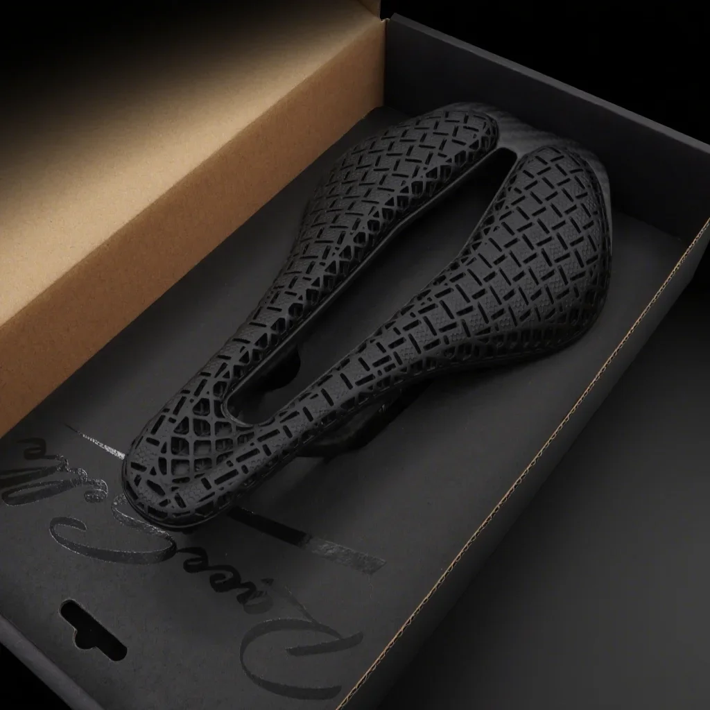 Ultra 3D Printed Honeycomb Bicycle Saddle Hollow Comfortable Breathable,Full-Carbon Shell MTB/Road Racing Cycling Seat,136x242mm