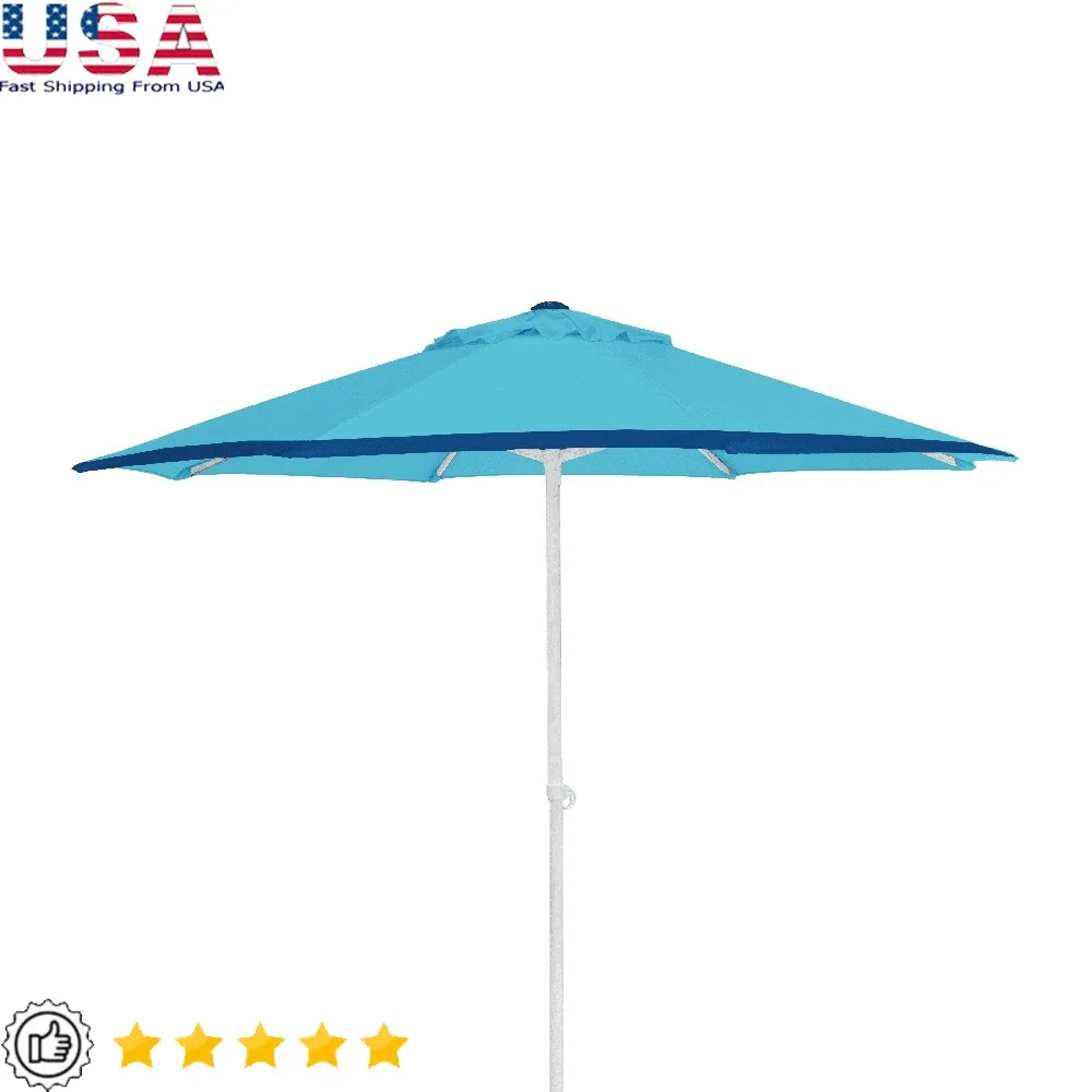 

7ft All-in-One Beach Umbrella UV Protection Windproof Frame Large Coverage Air Vent Removable Sand Screw Perfect Beach Patio