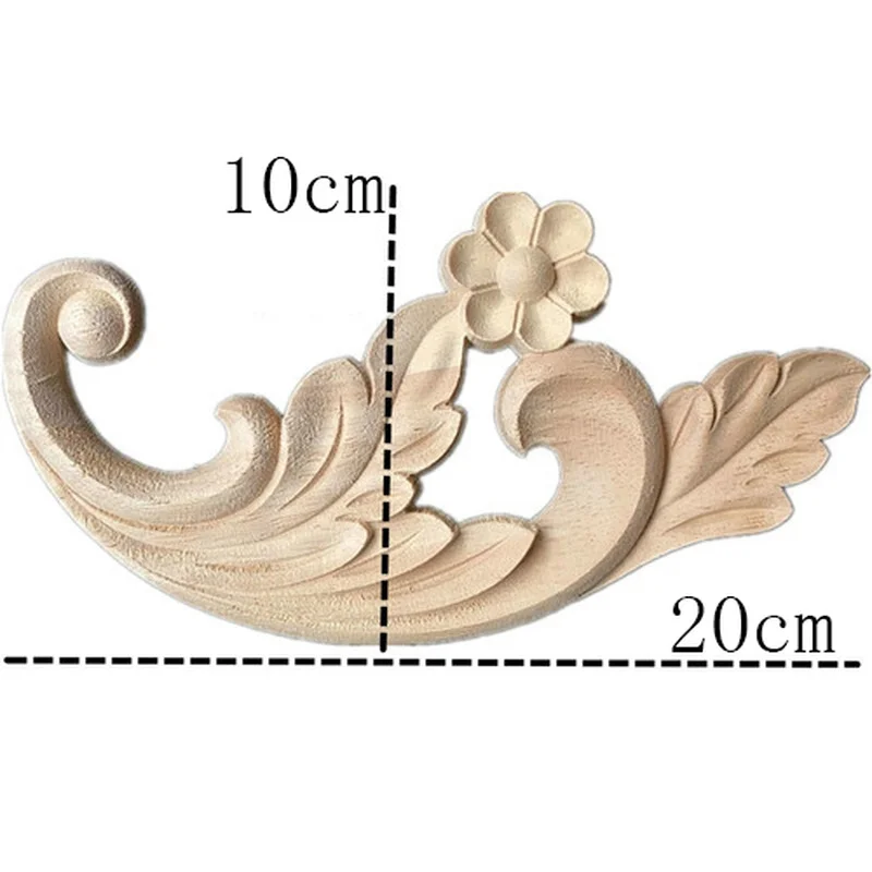 20cm Woodcarving Decal Wood Carved Wooden Crafts Corner Appliques Frame Wall Door Furniture Decorative Home Bedroom Furniture