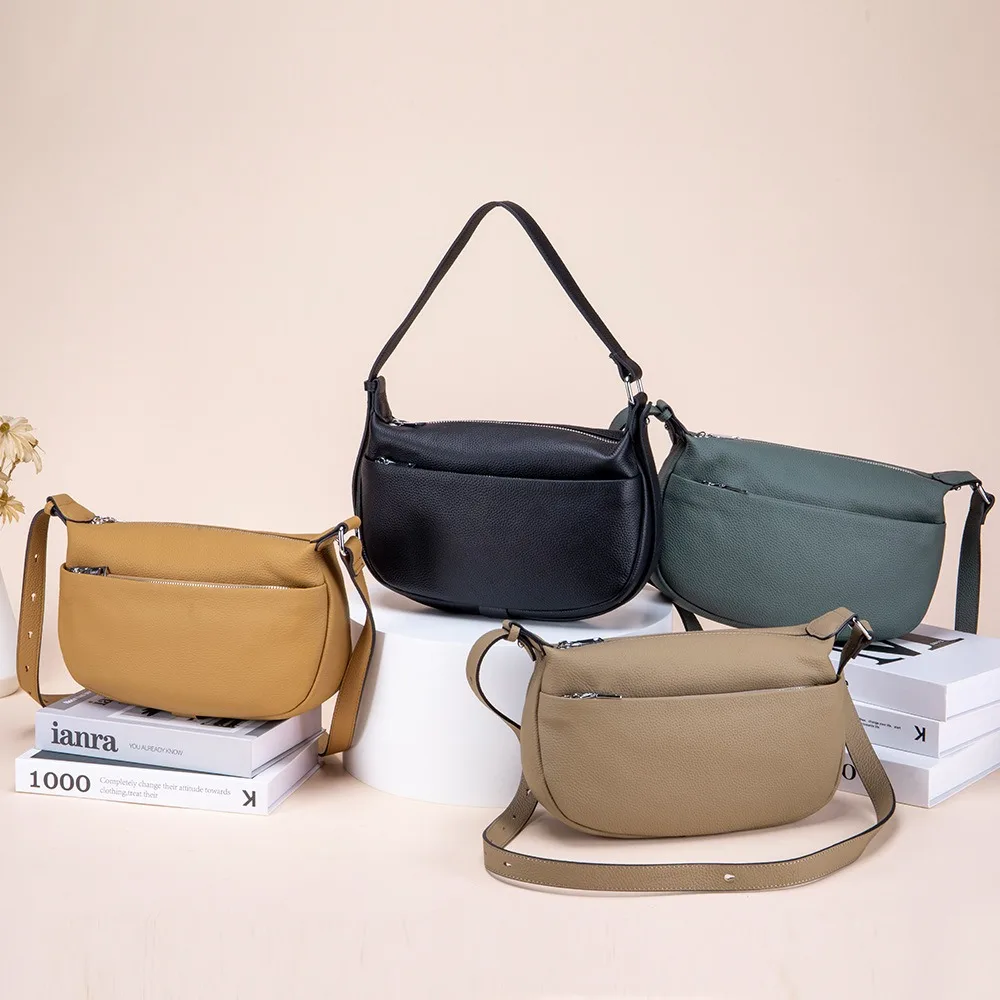 

Женская сумка Zency из воловьей кожи с карманами, дизайнерская сумка через плечо, большая вместительная сумка