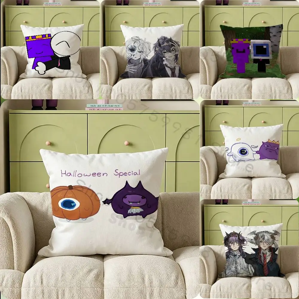 W-Wemmbu E-Eggchan Tax Duo Cartoon Printing Pillowcase Customized Pillow Cover for Sofa Home Decor