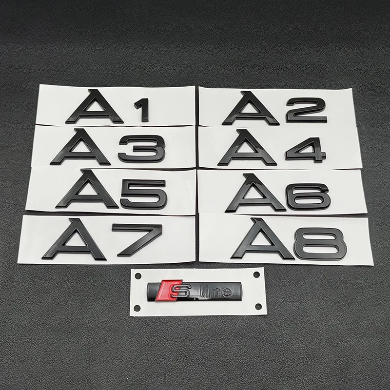 3d ABS Cromato Nero Logo S Linea Emblema Parafango Decalcomania Bagagliaio di Un'auto Distintivo Per Audi A1 A2 A3 A4 A5 A6 A7 A8 Lettere Adesivo Accessori