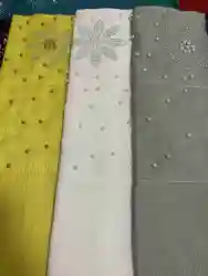 2026 Nigerian Fashion Aso Oke  Auto Gele Headtie Embroidery with Gold Beads Stones African Shawl Wraps Fabric  50*210cm 1Piece