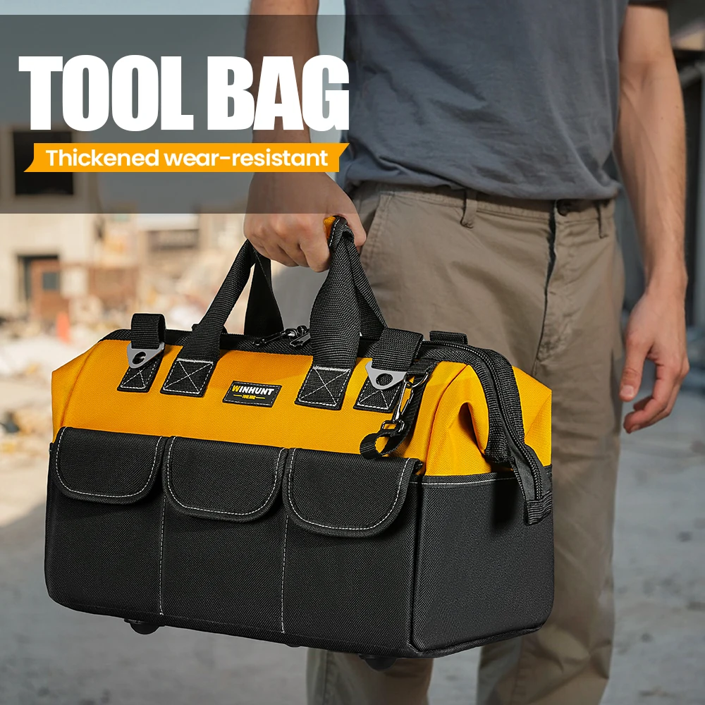 1Heavy Duty Tool Bag, 14-Pocket Portable Empty Tool Box Organizer Storage, Toolbox Organization With Adjustable Shoulder Strap