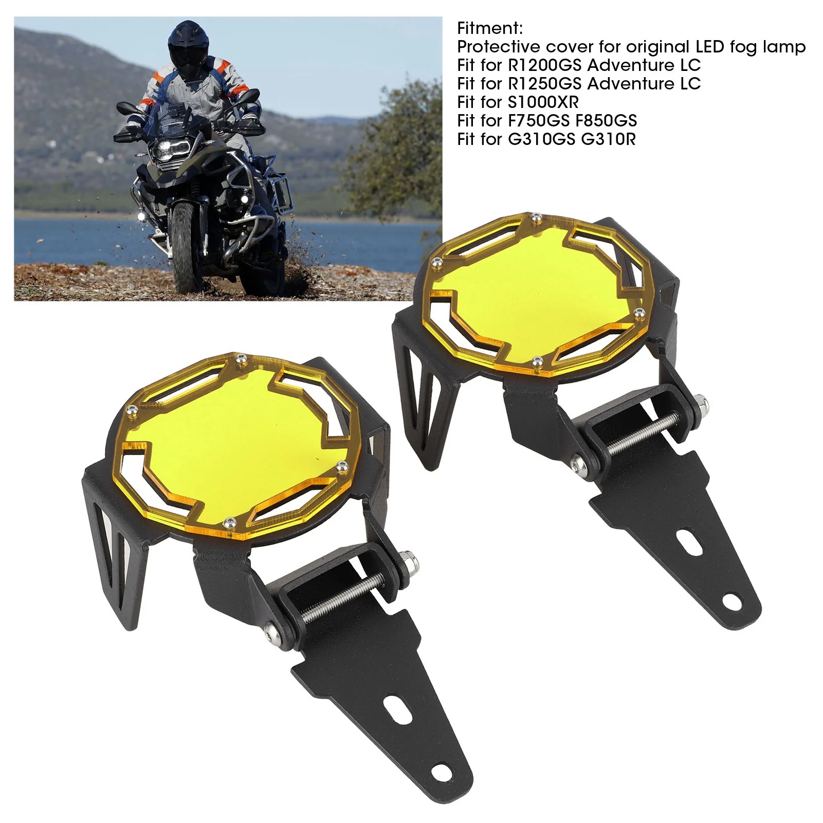 Motocycle Fog Light Guard Protective Cover LED Lamp Protector Fit for R1200GS/R1250GS Adventure LCYellow