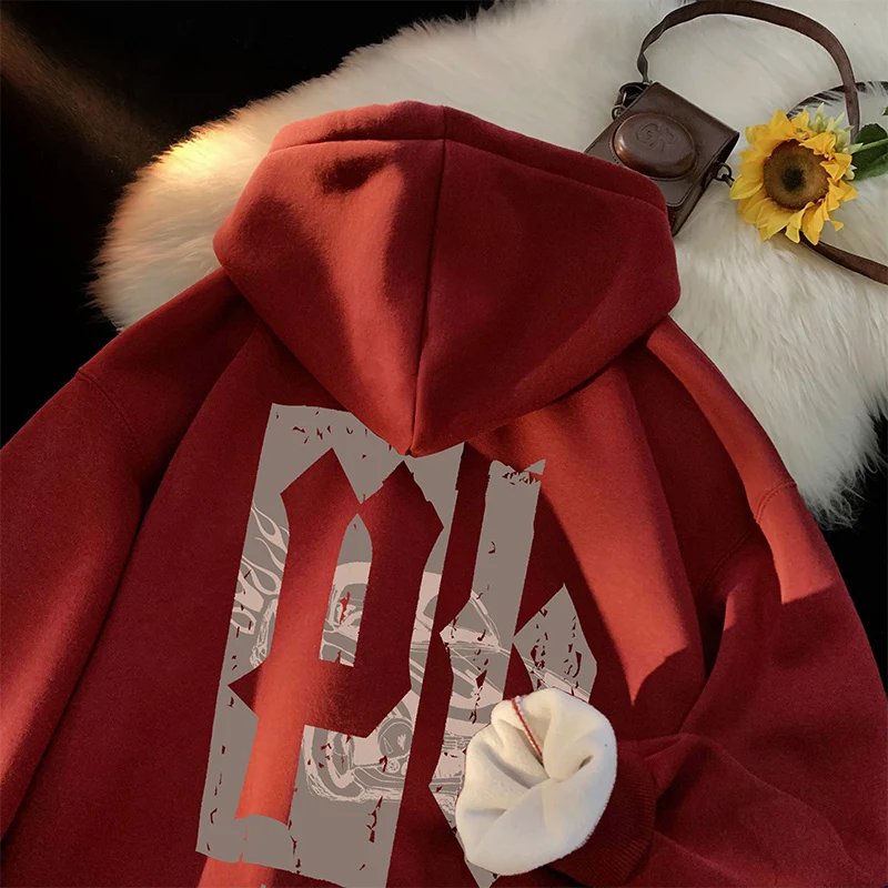 

Утепленная флисовая толстовка с капюшоном для мальчиков, осенне-зимняя теплая верхняя одежда, спортивная одежда с принтом, модная повседневная свободная модель