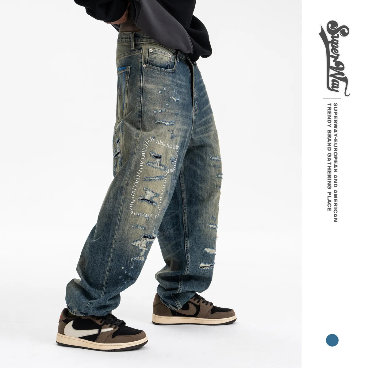 

Men's Casual Wide Leg Jeans Low Waist Cotton Straight Leg Loose Fit Daily Wear Autumn Winter New Sle Faion Brand