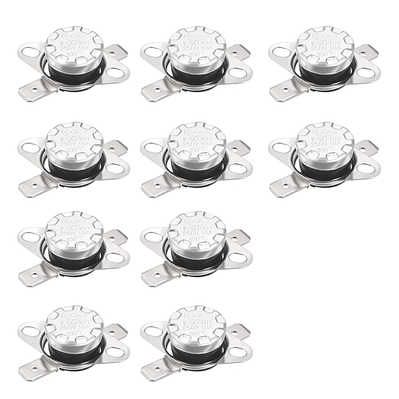 10PCS Thermostat Switch KSD301 250V 10A 0-300°C NO/NC Thermal Protector Temperature Control Sensor for Heater Motor Appliance image 3