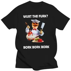 The Muppet Swedish Chef Cooking Wurt The Purk Bork Men Black T Shirt heavyweight fashion Round Neck manga vintage anime clothes