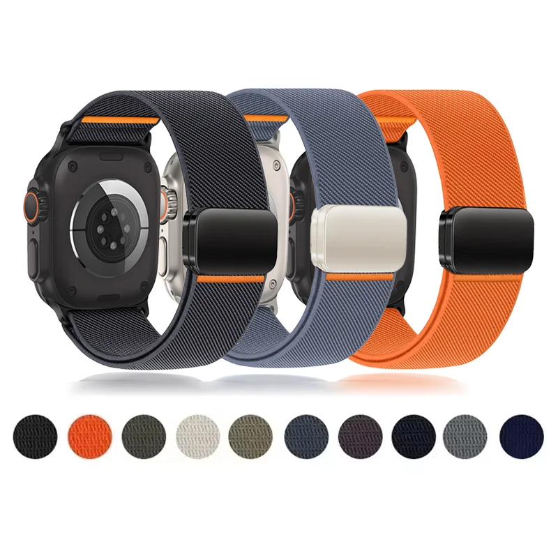 

3 шт. магнитные ремешки для Apple Watch ultra 2, диапазон 49 мм, 46 мм, 44 мм, 45 мм, 42 мм, эластичный нейлоновый браслет-петля IWatch Series 10 9 8 7 SE
