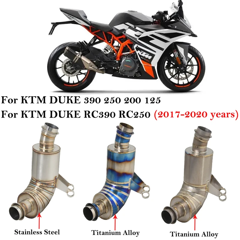 

For KTM DUKE 390 250 200 125 RC390 250 2017 - 2020 Titanium Alloy Motorcycle Exhaust Escape Modified Middle Link Pipe Muffler