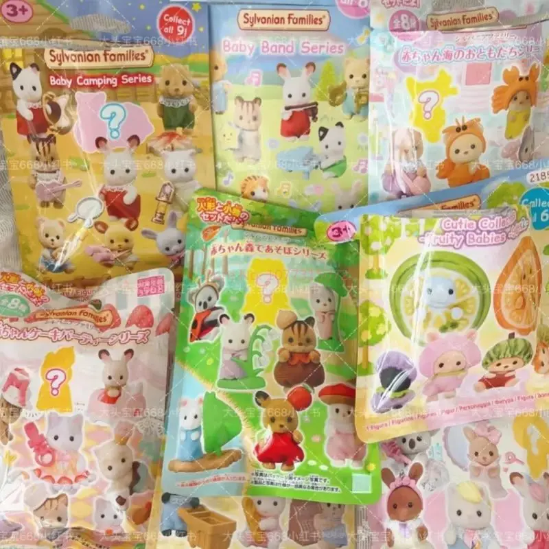 Japan Sylvanian Kawaii Camping Forest Dress Up Baby Doll Cute Anime Figrues Room Ornaments Families Birthday Flocking Toy Gift