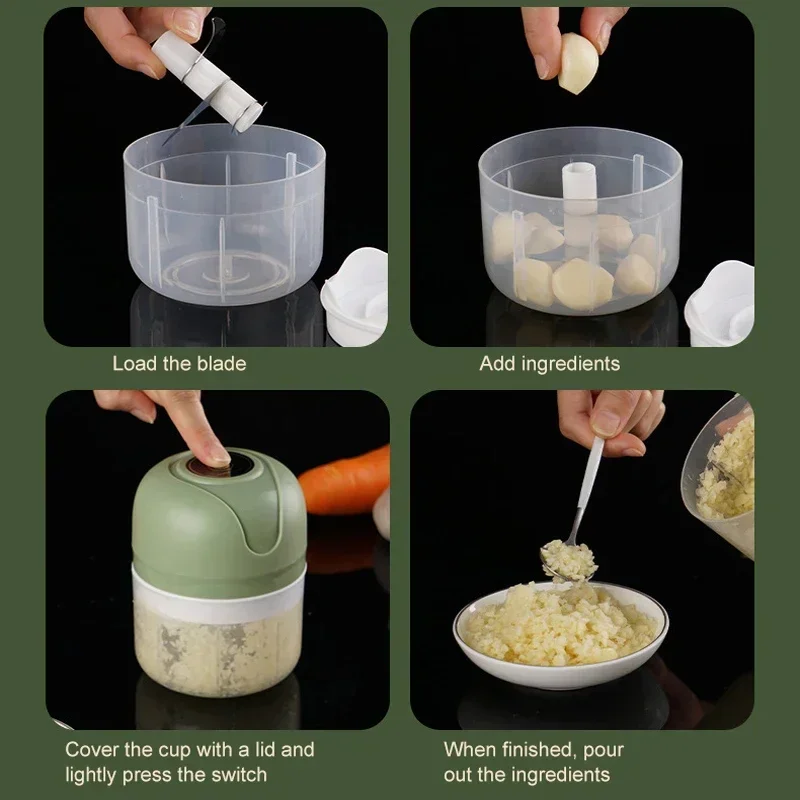 Mini Electric Garlic Chopper USB Meat Grinder Baby Food Mixer Sturdy Durable Crushed Ginger Vegetable Crusher Kitchenware