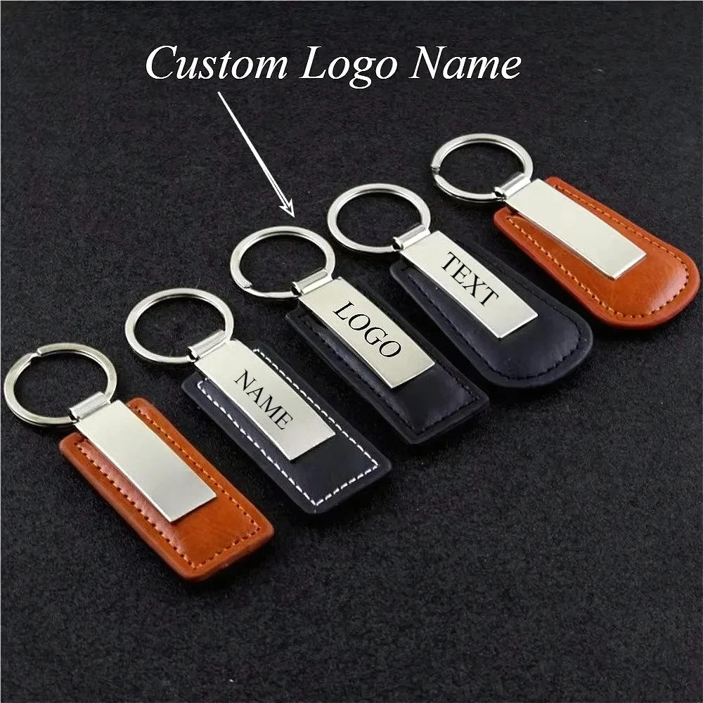 

Custom Personalized Stainless Steel Name Keychain with Metal and Leather for Car Keyring Motorcycle Pendant Key Chain Ring Gift