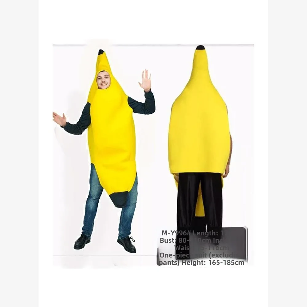 أزياء الهالوين الكبيرة الموز التأثيرية أداء مضحك الزي الرجال النساء الكبار حفلة تنكرية الاسمية زي القطن التقليدي...