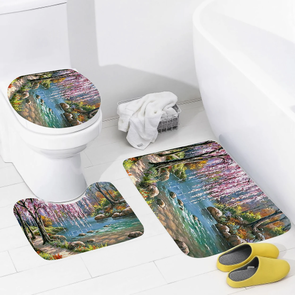 Home bathroom floor mats Bath Foot mat Animal oil paint style modern bathroom accessorie rug Toilet mat Bathtub anti-slip carpet