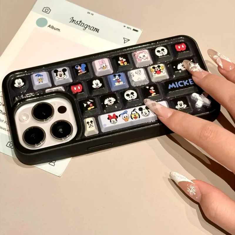 Disney Mickey Mouse Ins Cute Keyboard Mobile Phone Shell Suitable for IPhone 15 16 Phone Case 14 13 12 11 X 8 7 Pro Max Plus - Image 2