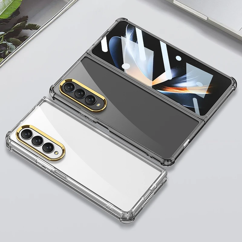 Shockproof Reinforced Corners Case for Samsung Galaxy Z Fold4 5G Transparent Back Cover for Samsung Galaxy Fold 4 Case Funda
